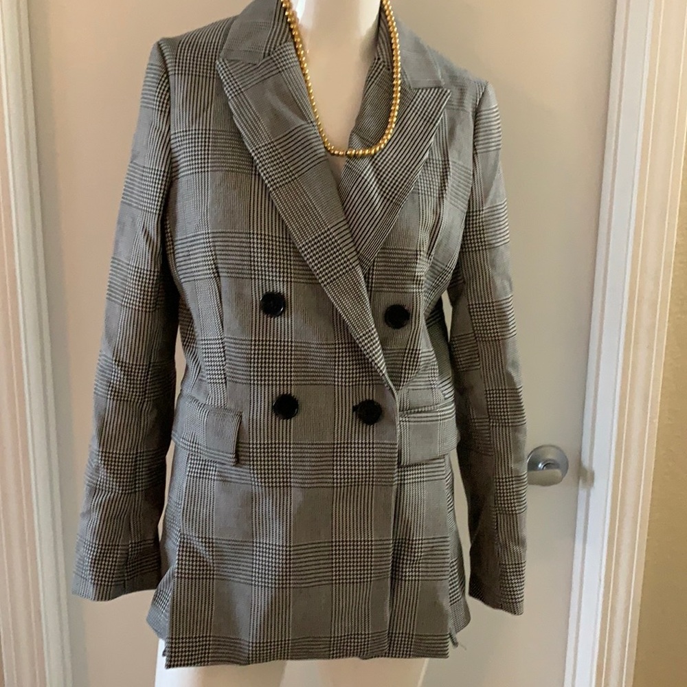 Black and white double breasted blazer